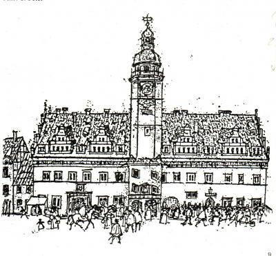 Das Rathaus von Pegau im 16. Jahrhundert