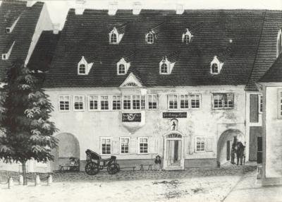 Der Gasthof zum Mohren in Pegau um 1840